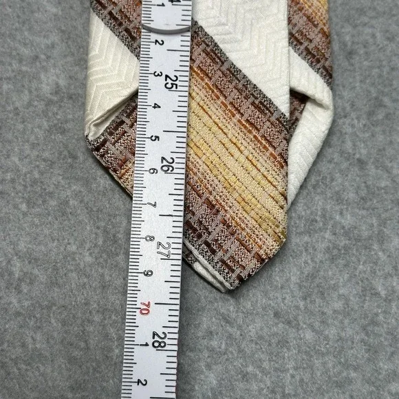 Vintage Haband Tie Brown Gold Geometric Stripe Retro Classic Width 80s 55x3.25in - Picture 5 of 5